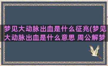 梦见大动脉出血是什么征兆(梦见大动脉出血是什么意思 周公解梦)